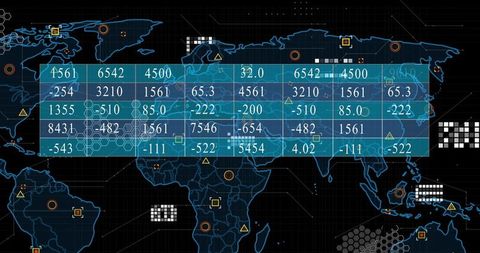 Digitally Enhanced World Map with Data Analysis Overlay