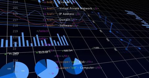 Futuristic Data Interface with Graphs and Coding Elements