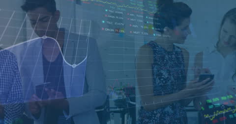 Business Professionals Analyzing Digital Financial Data Charts