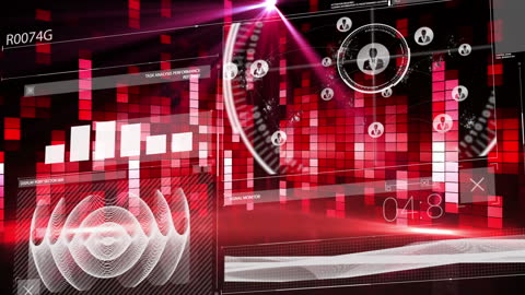 Digital Interface Animation with Geometrical Red Shapes