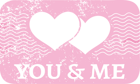 Transparent Hearts Design with Romantic You & Me Text