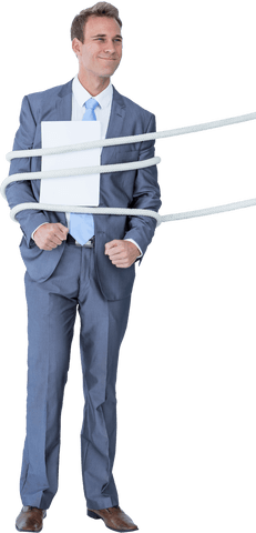 transparent businessman tied with rope conflict concept - Download Free Stock Videos Pikwizard.com