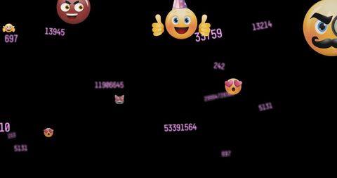 Falling Social Media Icons on Digital Numbers Background - Download Free Stock Images Pikwizard.com