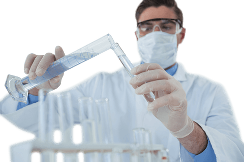 scientist in protective gear handling transparent laboratory equipment - Download Free Stock Videos Pikwizard.com