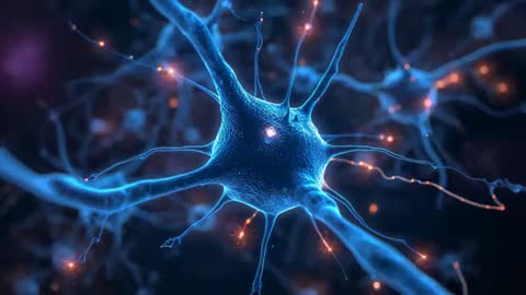 3D visualization neuron firing electrical impulses synaptic activity