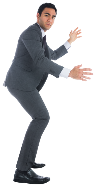 Businessman Posing as if Interacting in Virtual World Transparent - Download Free Stock Videos Pikwizard.com