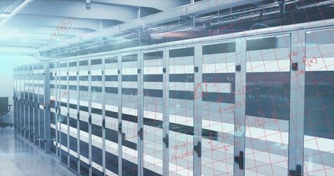 Data Processing with Mathematical Overlay in Server Room - Download Free Stock Images Pikwizard.com