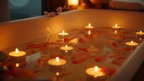 Creating Relaxing DIY Spa in Bathroom with Candle-lit Bathtub