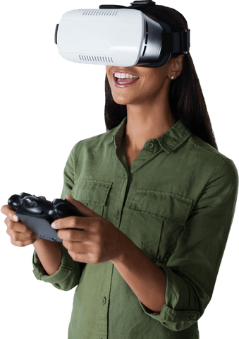 transparent background woman gaming with vr headset - Download Free Stock Videos Pikwizard.com