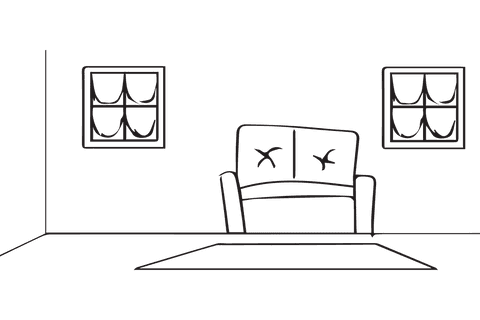 illustration of room interior with sofa and windows on transparent background - Download Free Stock Videos Pikwizard.com