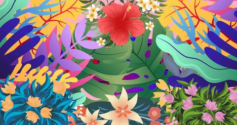 Vibrant Floral Animation Overlay with Hypnotic Motion Effects