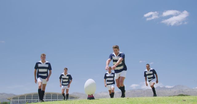 Rugby Team Practicing Kicking Drills on Sunny Day - Download Free Stock Images Pikwizard.com