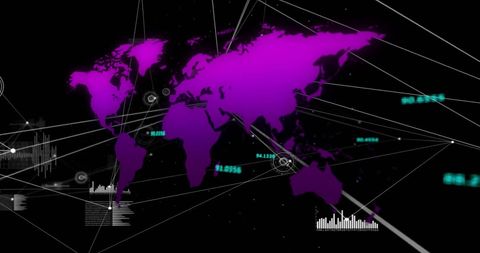 Futuristic Global Data Network with World Map Overlay - Download Free Stock Images Pikwizard.com