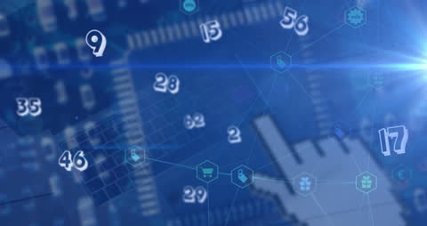 Abstract Digital Data Transfer on Blue Circuit Board