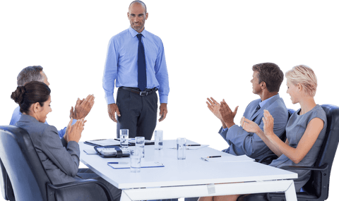 business team in formal attire applauding leader at transparent meeting - Download Free Stock Videos Pikwizard.com