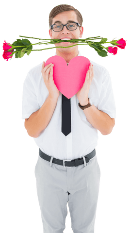 geeky hipster with roses and heart on transparent background - Download Free Stock Videos Pikwizard.com