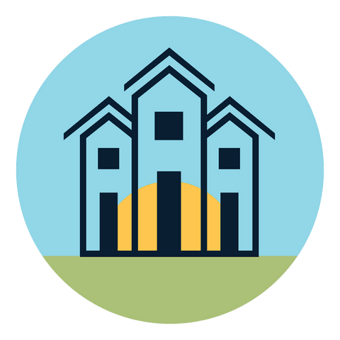 stylish transparent icon of houses on blue circle background - Download Free Stock Videos Pikwizard.com