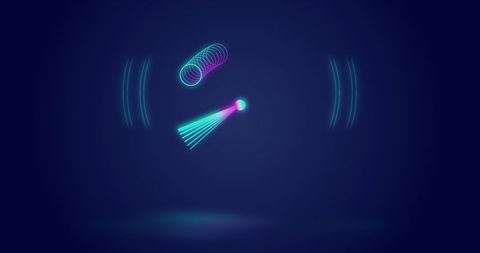 Neon Circle Movement Over Dark Background