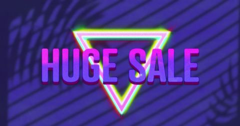 Retro Futuristic Sale Advert with Neon Triangle