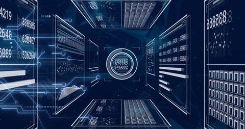 Futuristic Digital Interface with Dynamic Numbers and Connected Patterns - Download Free Stock Images Pikwizard.com