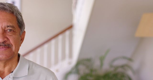 Senior Man Standing in Modern Home with Staircase - Download Free Stock Images Pikwizard.com