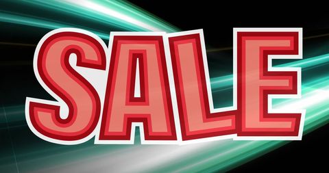 Bold Red Sale Sign Against Futuristic Black Background
