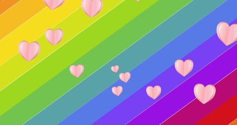 Colorful Pride Background with Floating Hearts