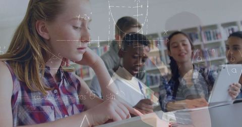 Students Engaging with Tablets Amidst Overlapping Mathematical Equations - Download Free Stock Images Pikwizard.com