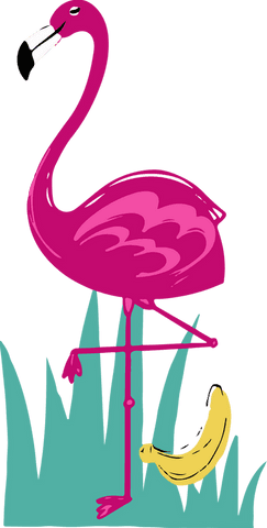 whimsical pink flamingo balancing on one leg banana transparent - Download Free Stock Videos Pikwizard.com