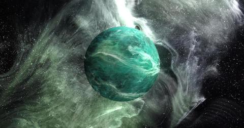 Emerald Planet Amidst Cosmic Dust and Swirling Nebula - Download Free Stock Images Pikwizard.com