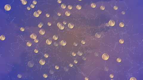 Bitcoin Cryptocurrency Network on Technological Background