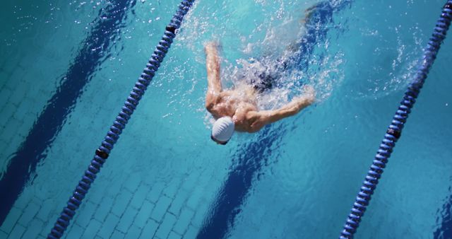 Professional Swimmer Practicing Backstroke in Pool - Download Free Stock Images Pikwizard.com