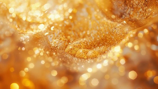 Swirling Golden Glitter with Liquid Metal Elegance