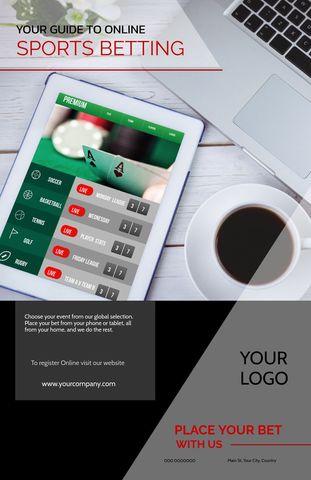 online sports betting template with tablet displaying app - Download Free Stock Templates Pikwizard.com