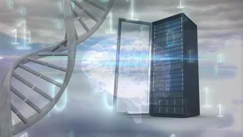 Digital Innovation with DNA, Server and Brain Symbolism