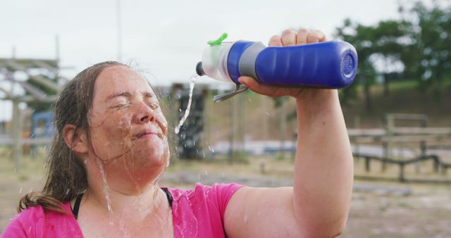 Woman Cooldown with Water after Outdoor Exercise - Download Free Stock Images Pikwizard.com