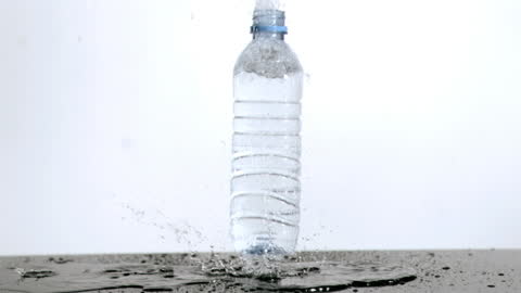 Water Bottle Bouncing with Splashes