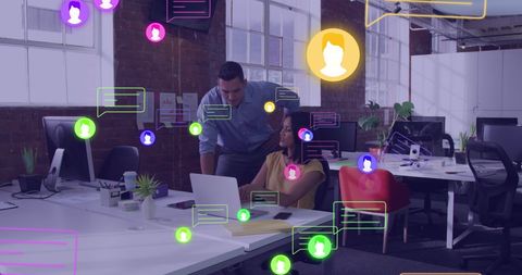 Business People Collaborating with Social Media Data Insights