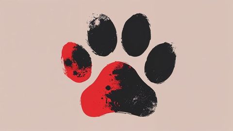Colorful stylized animal paw print with textured brushstrokes