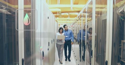 IT Specialists Walking and Inspecting Server Room with Confidence - Download Free Stock Images Pikwizard.com