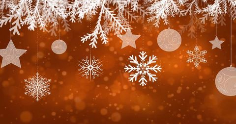 Elegant Snowflakes and Ornaments on Warm Brown Background - Download Free Stock Images Pikwizard.com