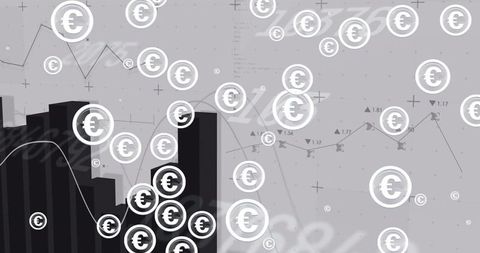 Euro symbols on dynamic financial data background