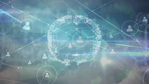 Futuristic Brain Network Hologram with User Profiles