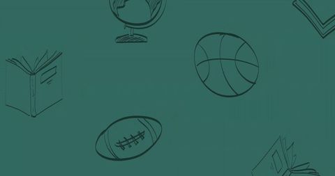 Sketch of Educational and Sports Items on Green Background - Download Free Stock Images Pikwizard.com