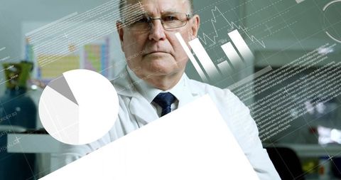 Senior scientist analyzing data in advanced laboratory environment