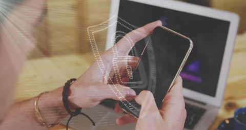 Businessman Using Smartphone with Digital Media Icons Overlay