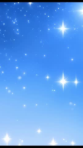 Vertical video showing pulsing starfield over deep blue sky with bright cinematic flares
