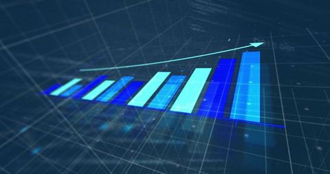 3d graph showing financial growth with rising bar chart