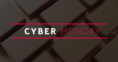 Cyber Monday Text on Brown Shipping Boxes Background - Download Free Stock Images Pikwizard.com
