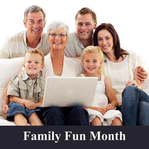 Happy multigenerational family enjoying time together with laptop